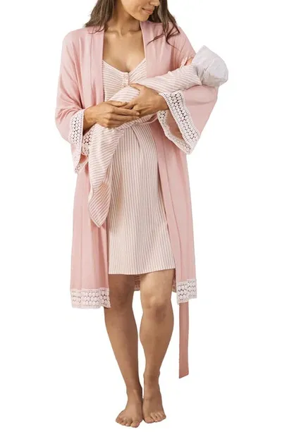 Angel Maternity Hospital Pack Nursing Nightgown, Robe & Baby Wrap In Pink