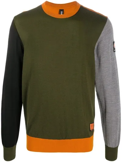 Raeburn Colour-block Knit Jumper In Green