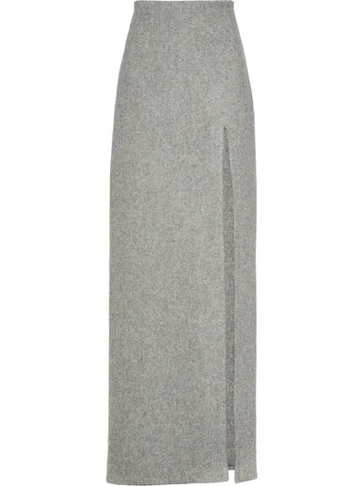 Miu Miu Side-slit Wool Skirt In Grey