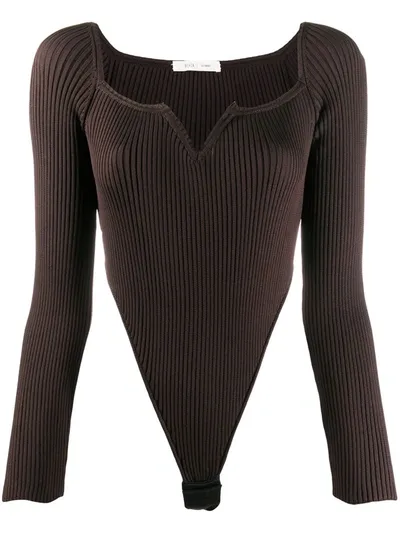 Bevza Ribbed Knit Leotard In Brown