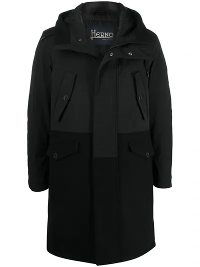 Herno Hooded Padded Coat In Black