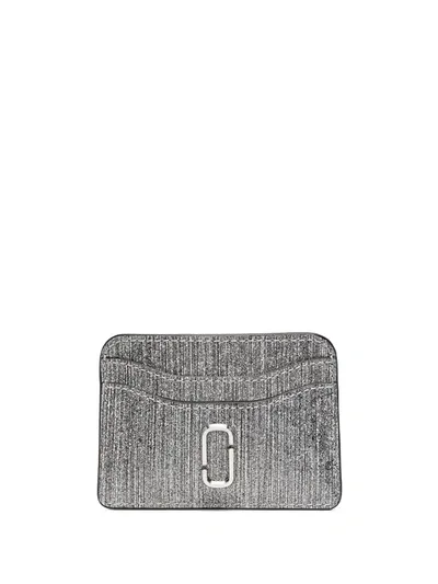 The Marc Jacobs Snapshot Logo-plaque Glittery Cardholder In Silver