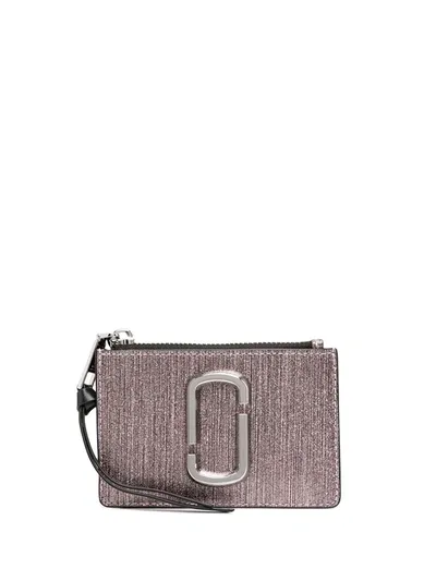 The Marc Jacobs Snapshot Logo Plaque Glittery Cardholder In Pink