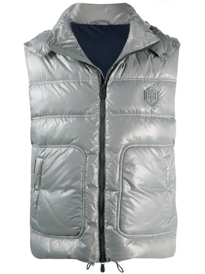 Eleventy Silver Padded Gilet In Grey