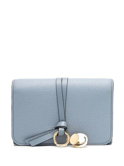 Chloé Alphabet Logo-disc Wallet In Blue