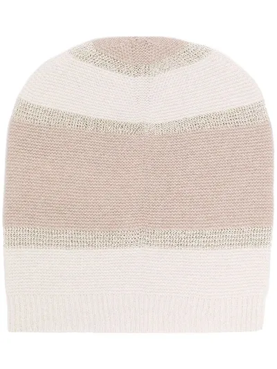 Fabiana Filippi Fine-knit Panelled Beanie In Neutrals