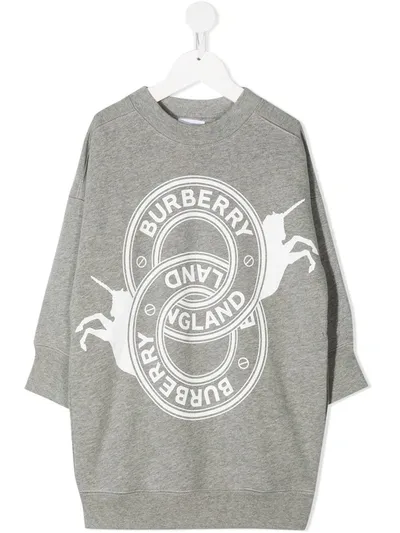 Burberry Kids' Logo Print T-shirt Dress In Grey