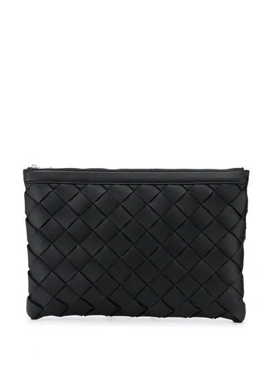 Bottega Veneta Large Maxi Intrecciato Weave Clutch In Black