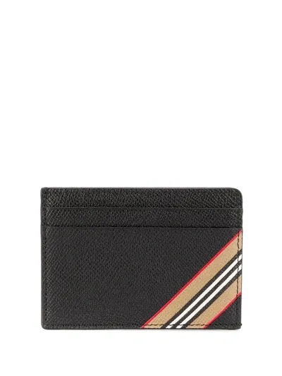 Burberry Icon Stripe Cardholder In Schwarz