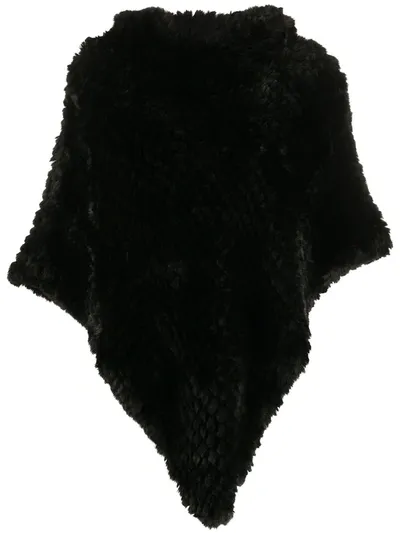 Liu •jo Faux-fur Hooded Poncho In Black