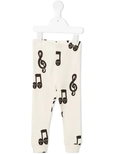 Mini Rodini Babies' Music Note Print Leggings In Neutrals