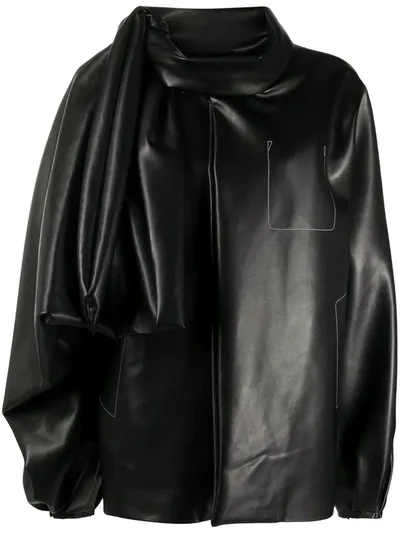 Maison Margiela Tie Collar Oversized Jacket In Black