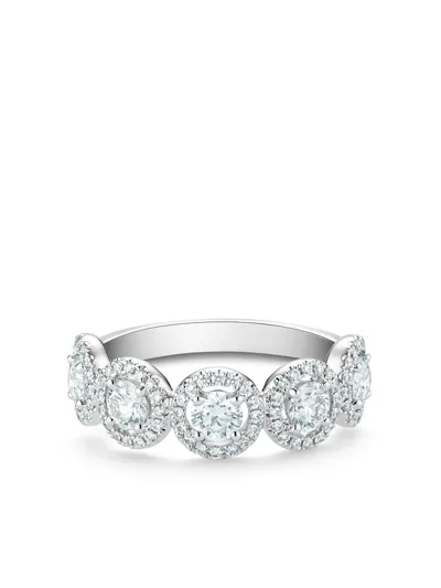 De Beers Platinum Aura Motif Half Diamond Eternity Band In Silver