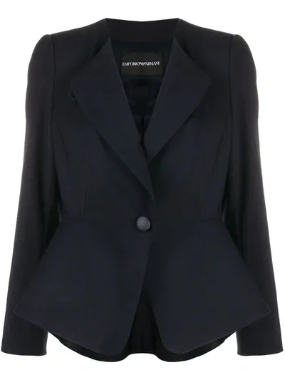 Emporio Armani Cinched Tailored Blazer In Blue