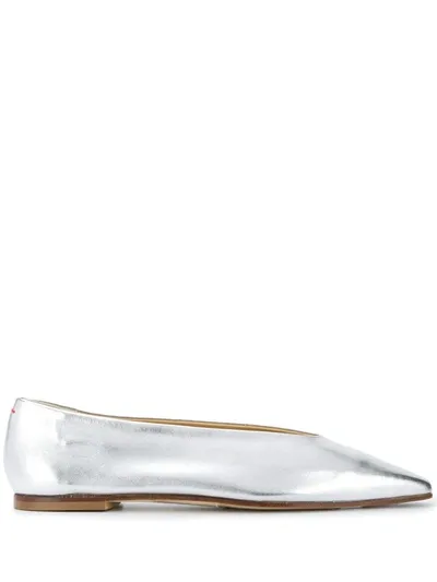 Aeyde Betty Ballerinas In Silver