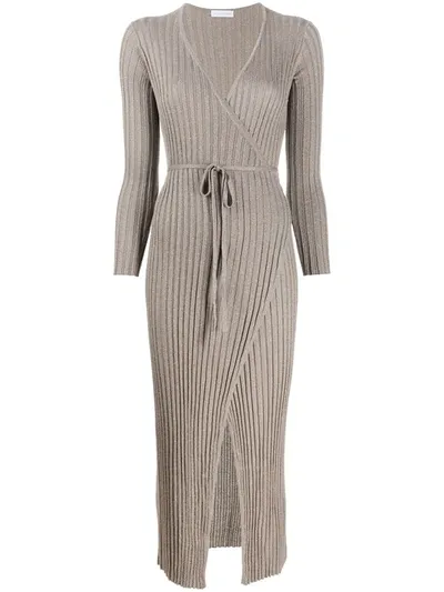 Antonella Rizza Ribbed-knit Wrap Dress In Neutrals