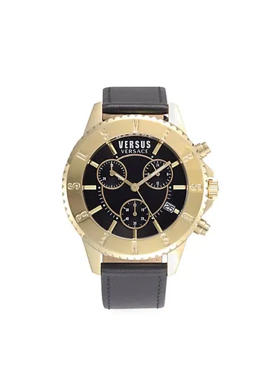 Versus Men's Stainless Steel & Leather-strap Watch In Black