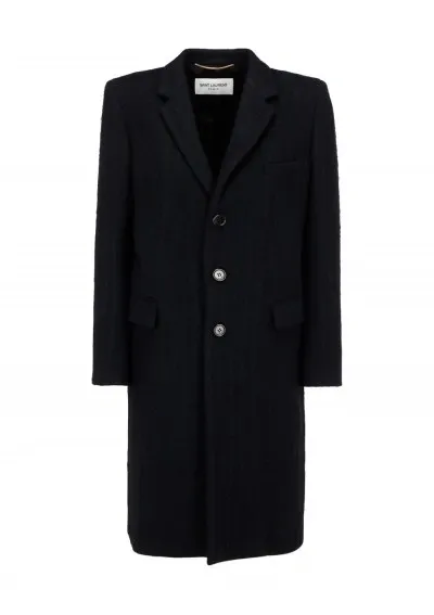 Saint Laurent Black Long Chesterfield Coat