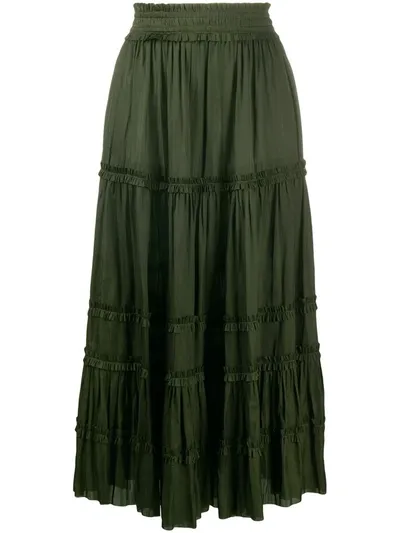 Ulla Johnson Ruched Waist Skirt In Green