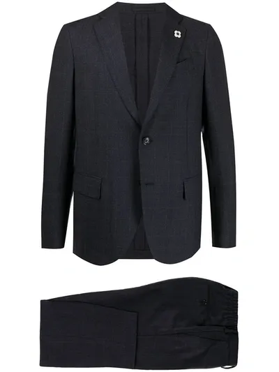 Lardini Checked Two-piece Suit In Blue