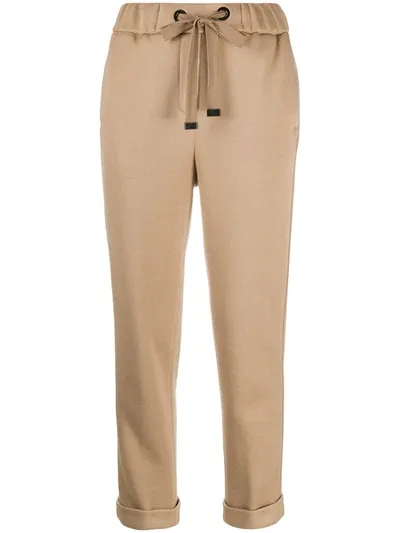 Peserico Drawstring Waist Trousers In Neutrals