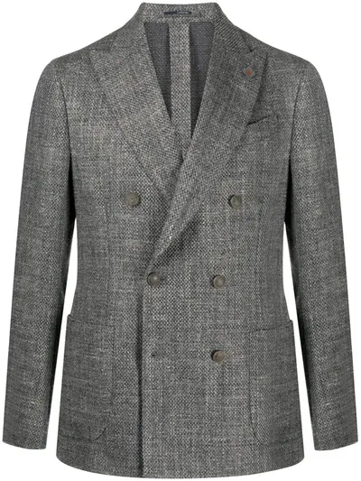 Lardini Double-breasted Blazer In Grey