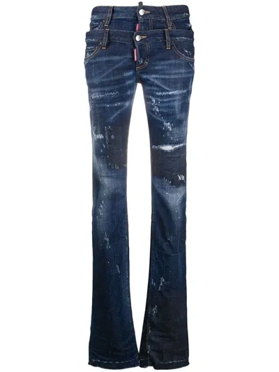 Dsquared2 Distressed Slim-fit Jeans In Blue