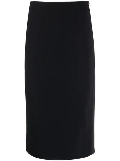 Emporio Armani High-waisted Bodycon Midi Skirt In Black