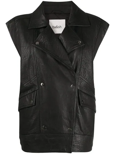 Ba&sh Panelled Leather Waistcoat In Black