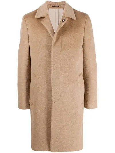 Lardini Single Breasted Midi Coat In Neutrals