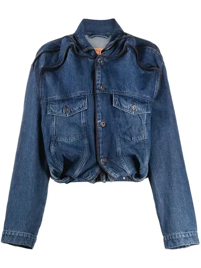 Y/project Layered Denim Jacket In Blue