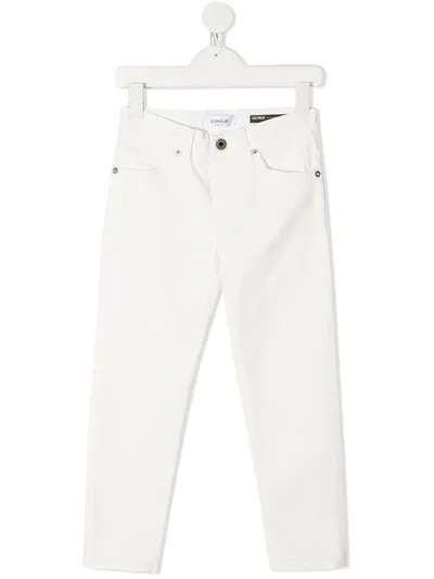 Dondup Kids' White Cotton-blend Skinny Jeans In Milk