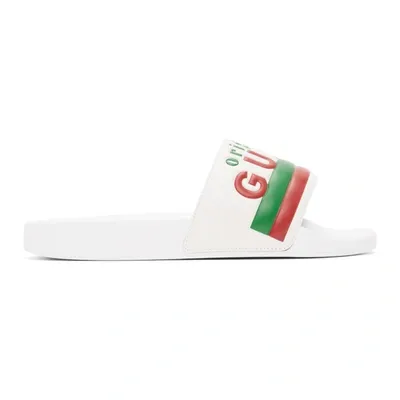 Gucci Kids'  Original  Slide Sandals In White