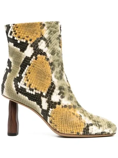 Rejina Pyo 80mm Sadie Python Print Ankle Boots In Yellow,multi