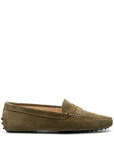 Tod's Suede Loafers In Green