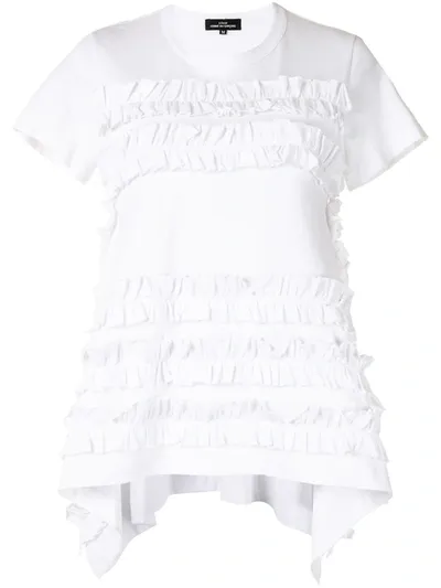 Comme Des Garçons Ruffle Detail Shirt In White