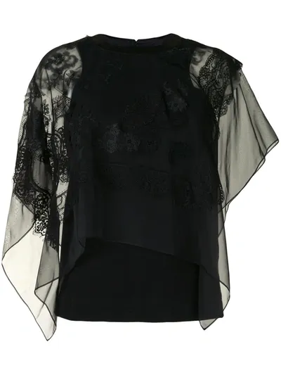 Sacai Lace-embroidered Blouse In Black