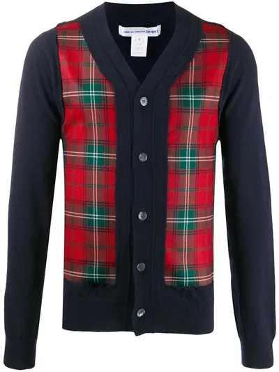 Comme Des Garçons Shirt Check Button-down Cardigan In Blue