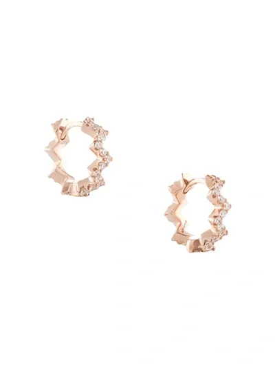 Apm Monaco Zigzag Huggie Hoop Earrings In Brown