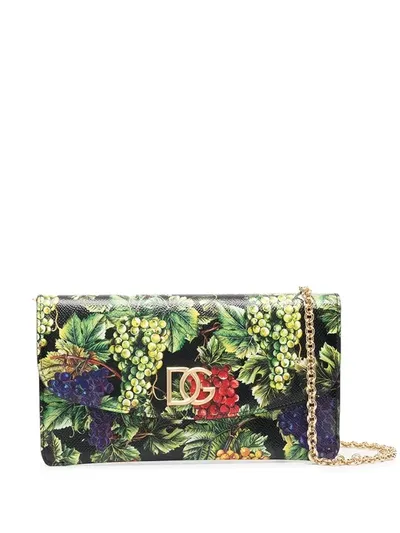 Dolce & Gabbana Grape-print Crossbody Bag In Black