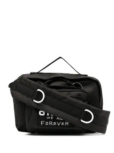 Raf Simons Slogan-print Crossbody Belt Bag In Black