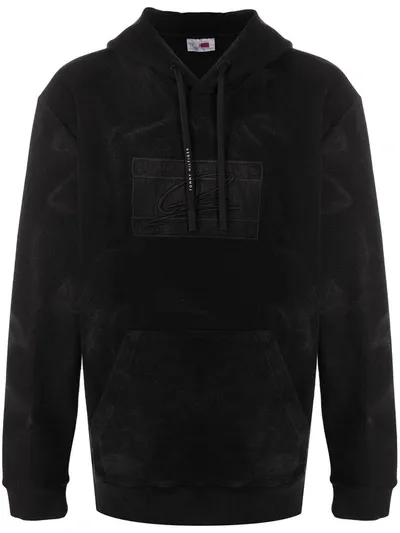 Tommy Hilfiger Logo Patch Hoodie In Black