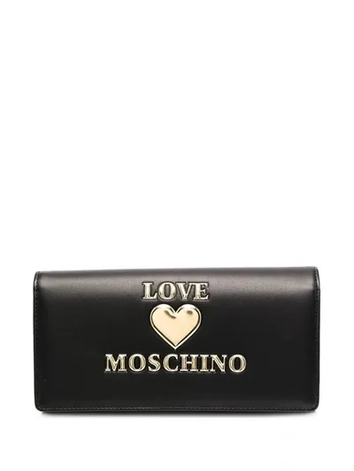 Love Moschino Embossed Logo Plaque Wallet In Black