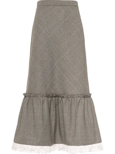 Miu Miu Peplum-hem Midi Skirt In Grey