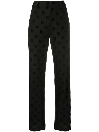 Misbhv Logo Print High-waisted Trousers In Black