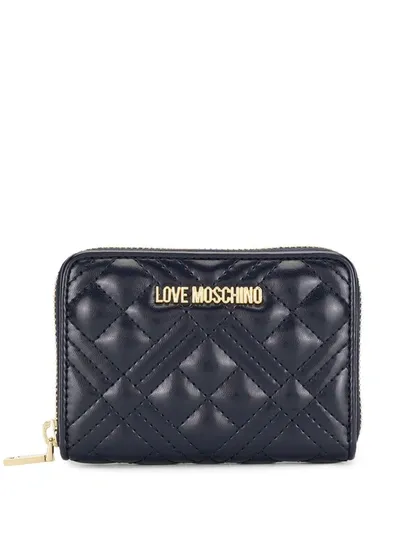 Love Moschino Mini Compact Zip Wallet In Blue