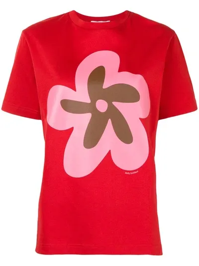 Molly Goddard Flower Print Crewneck T-shirt In Red