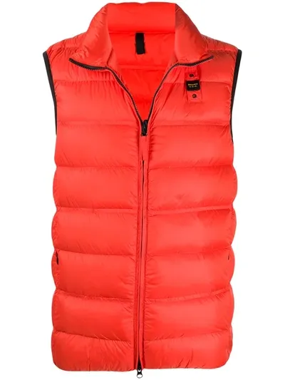 Blauer Zipped Padded Gilet In Orange