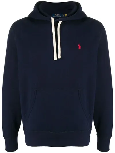 Polo Ralph Lauren Embroidered Logo Hoodie In Blue