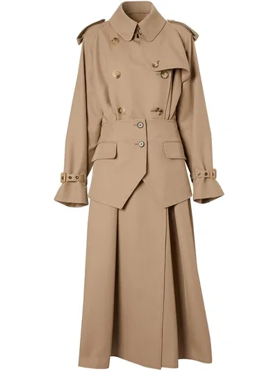 Burberry Basque Detail Trench Coat In Neutrals